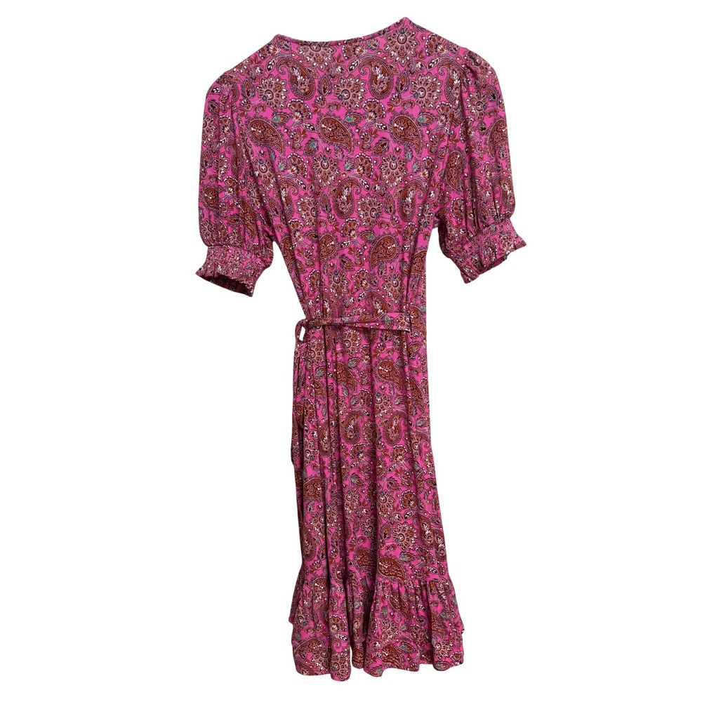NWT Boden Pink Paisley Wrap Dress D0537 US 4R UK 8R Short Sleeve Mini - Picture 3 of 11